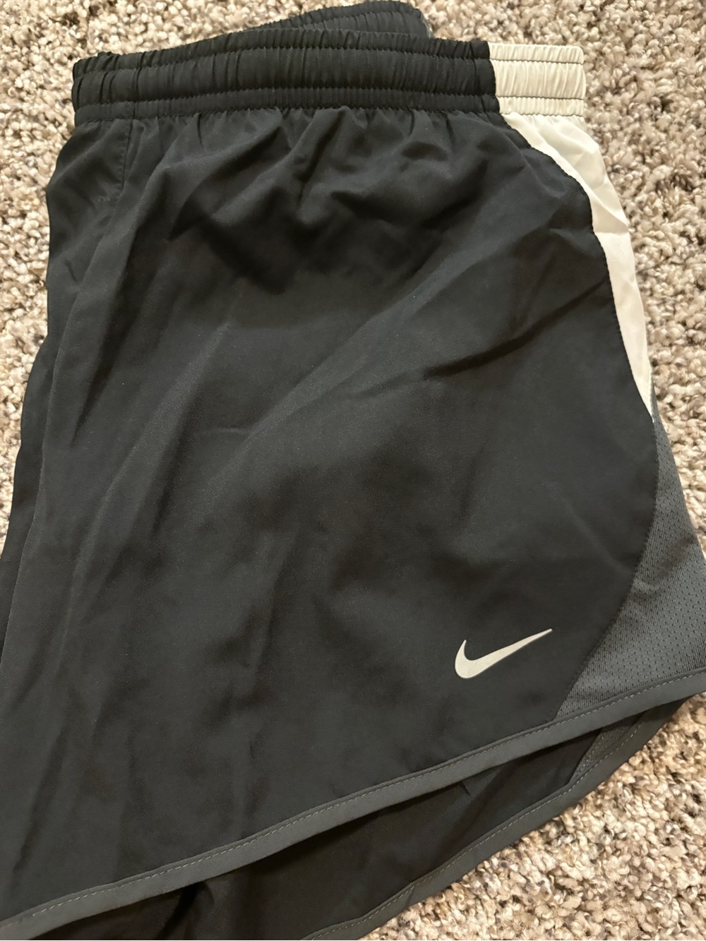 Nike womens Black Athletic Shorts with White Swoosh